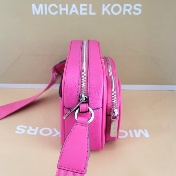 Michael Kors Jet Set Item Medium Pocket Crossbody Attachment Leather Dragonfruit - Picture 5 of 7